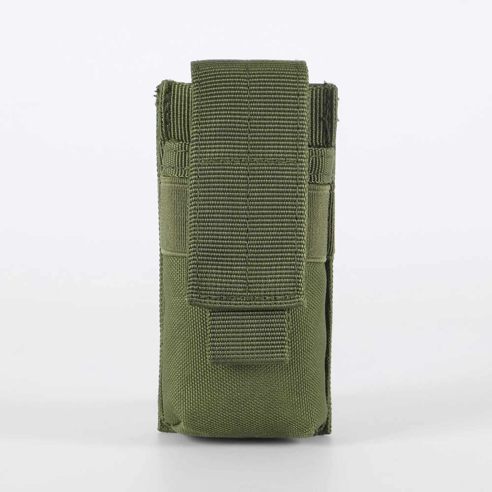 Green flashlight holder viewed from front