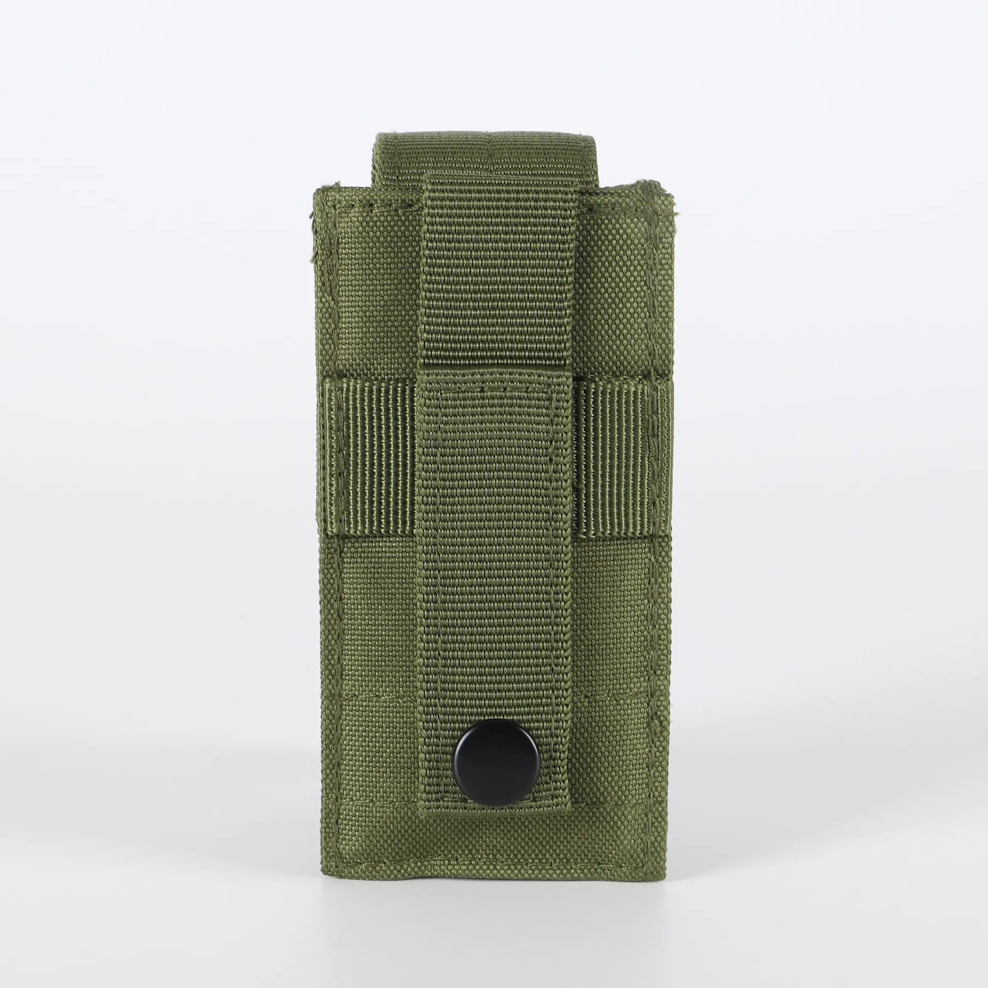 Green flashlight holder viewed from back