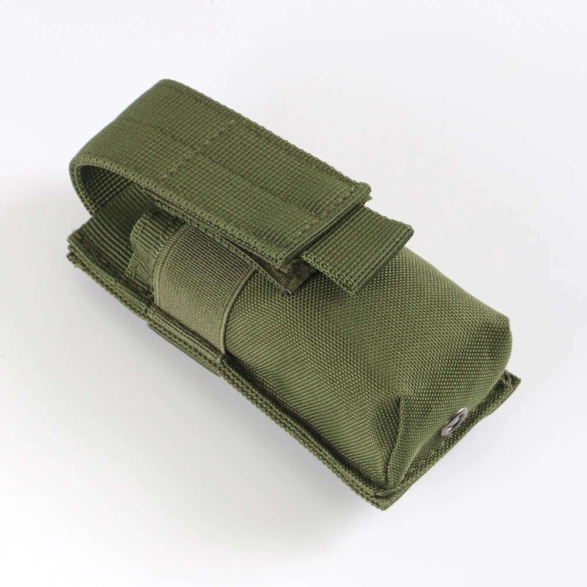 Green flashlight holder viewed from above and side