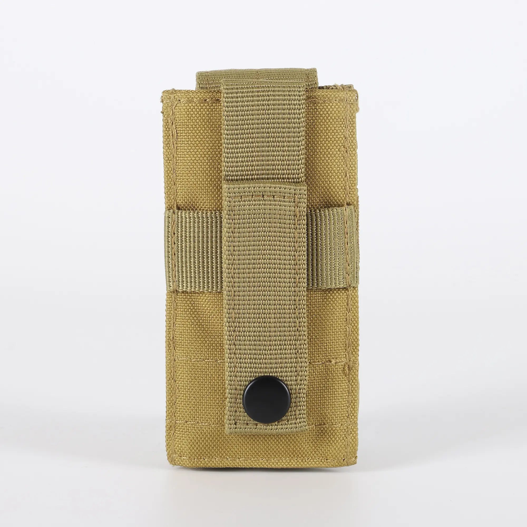Khaki flashlight holder viewed from back