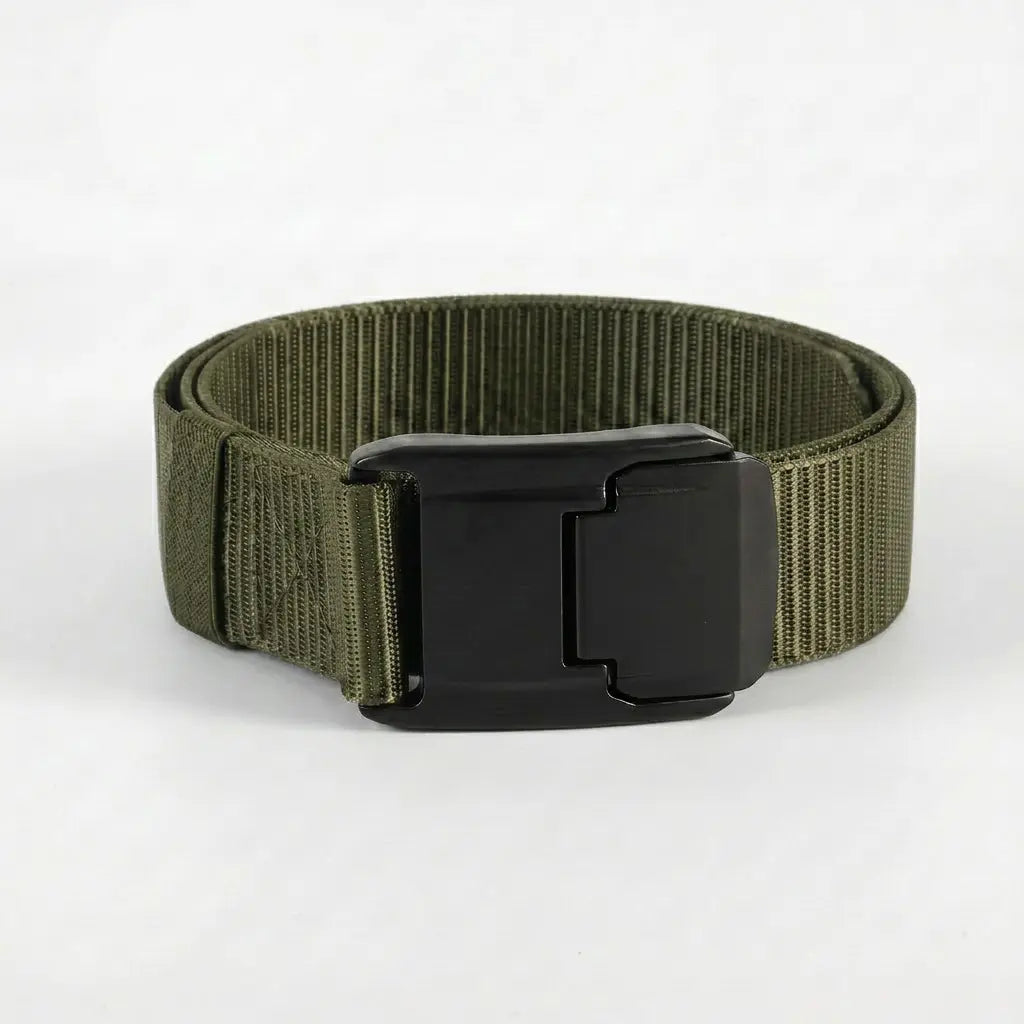 Green belt with a black buckle on a white background