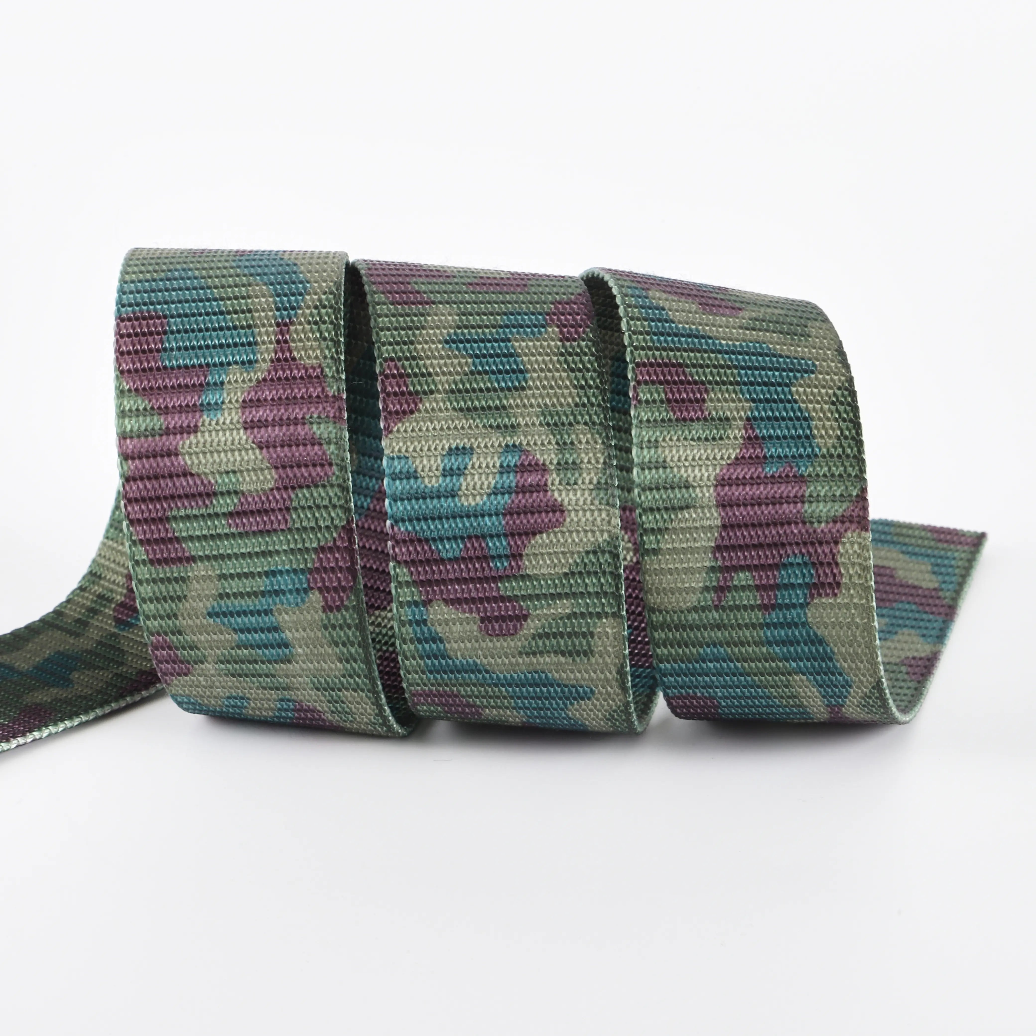 Camouflage webbing on a white background