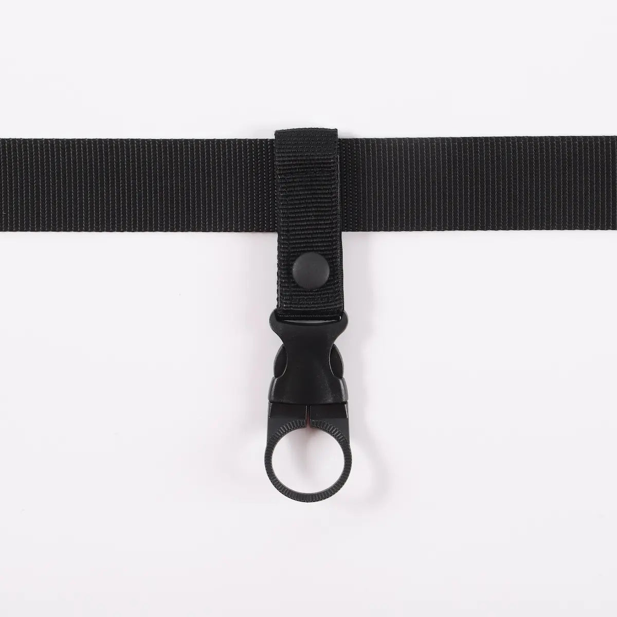 Black bottle holder on black belt strap