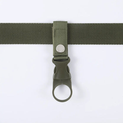 Green bottle holder on green belt strap