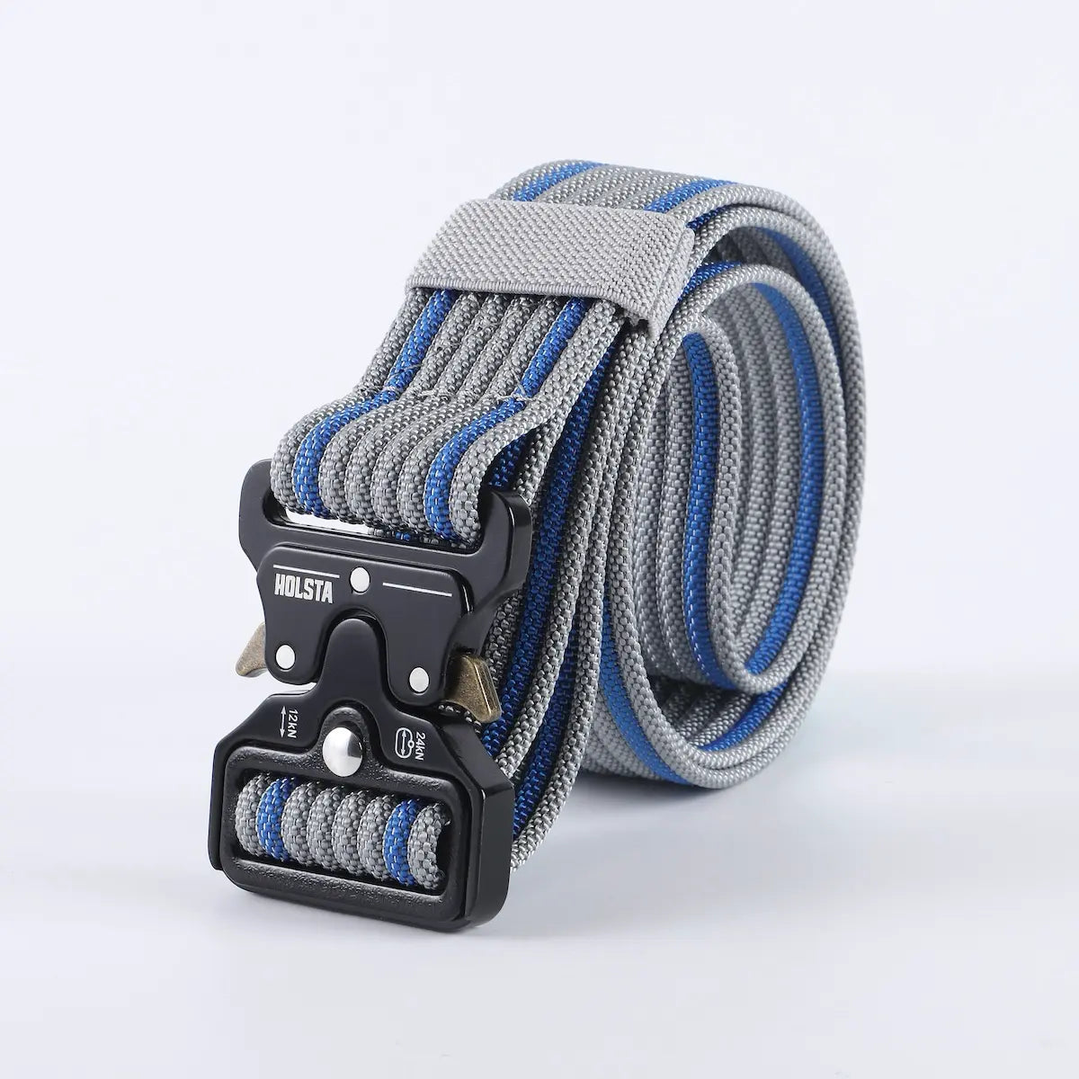 Grey with blue stripes Holsta Belt with black buckle