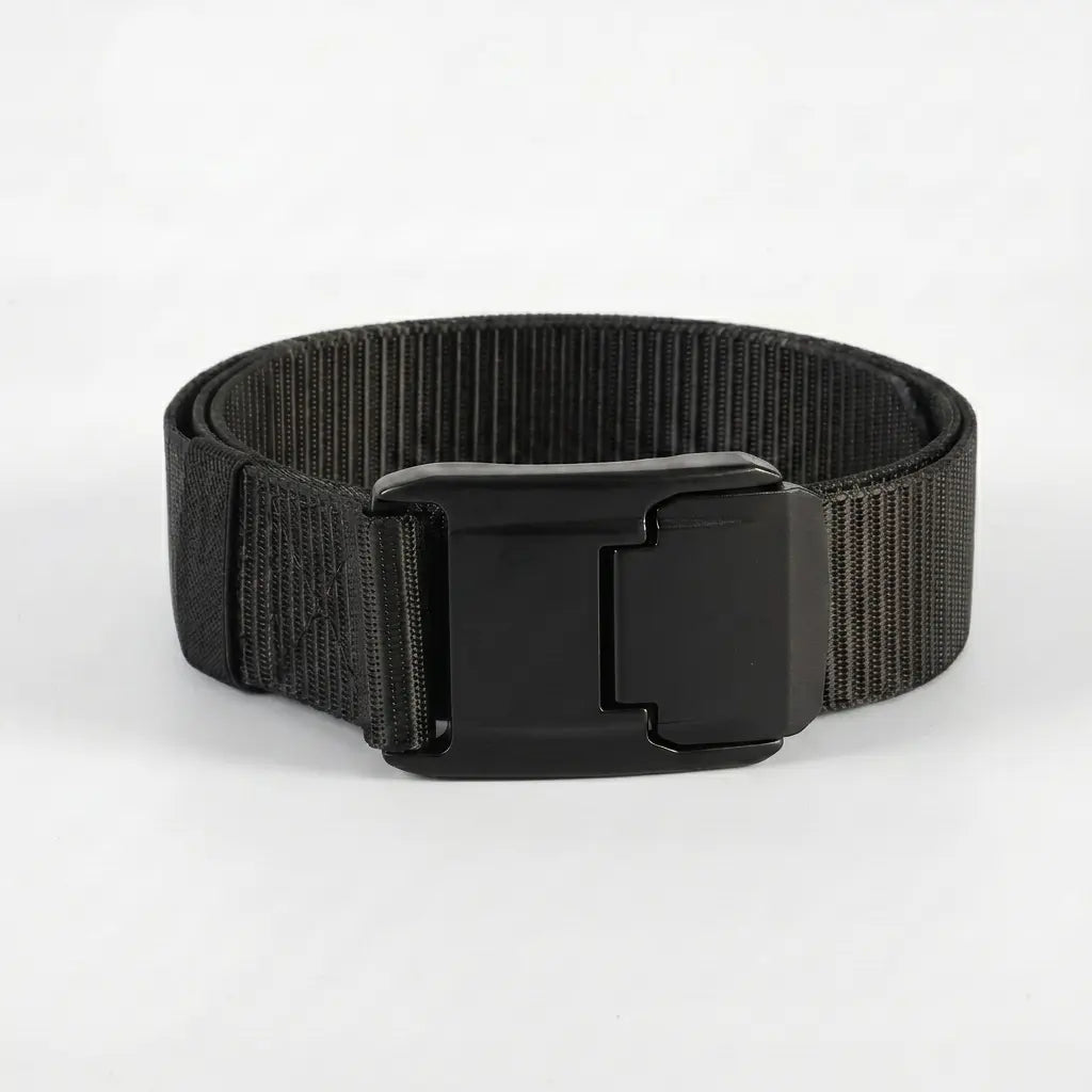 Black belt with a buckle on a white background