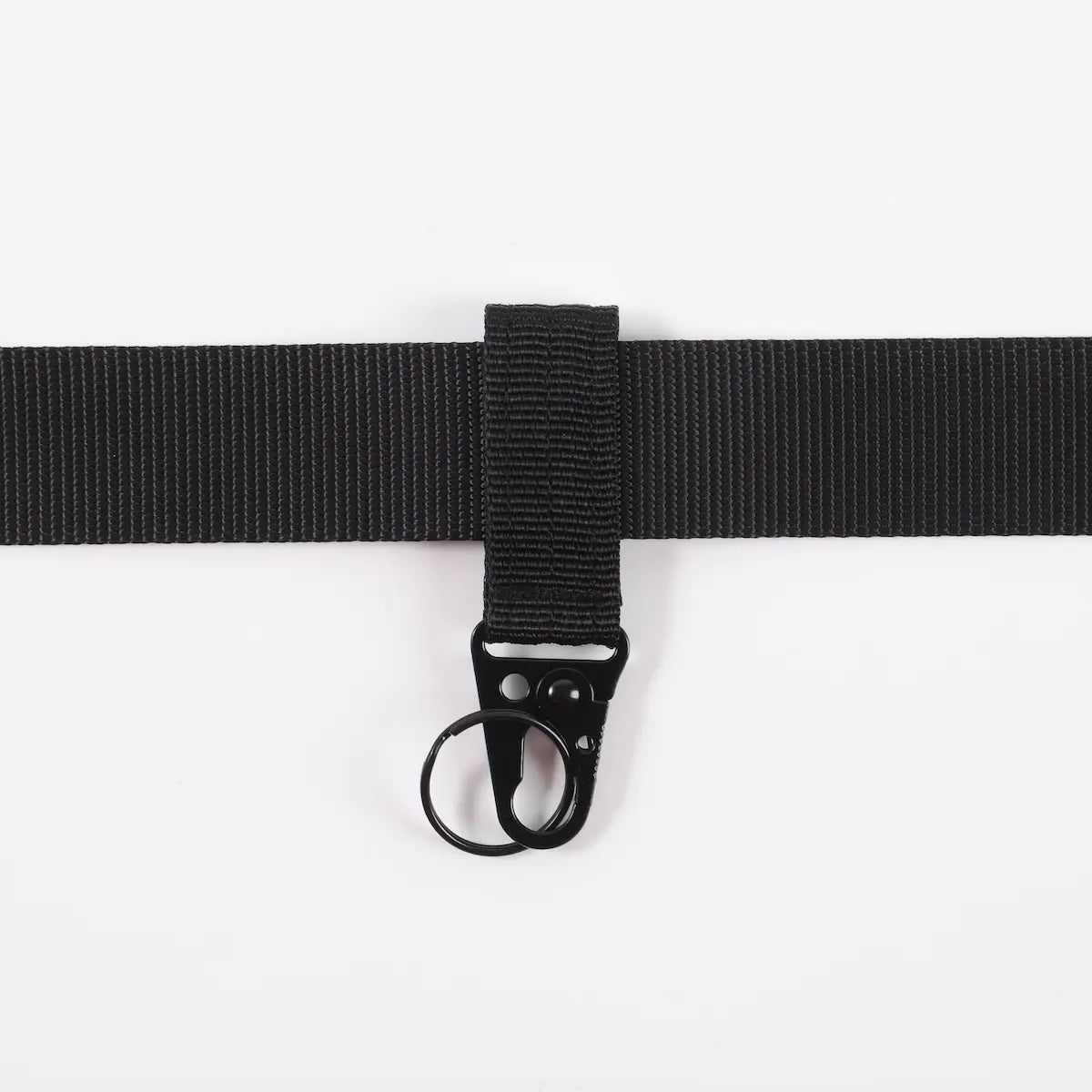 Black keyring holder on black belt strap